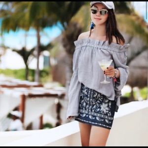 Chloe & Katie Embroidered Denim Skirt w Pockets M